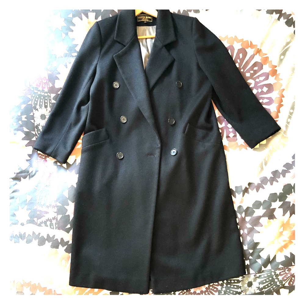 Black wool trench, size 2